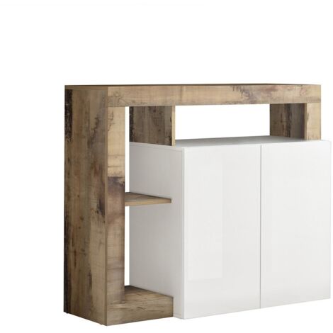 Vente-Unique – Buffet SEFRO 2 portes 3 niches – Blanc laqué – Panneau de particule – Dimensions 108x93x42 cm – Fabrication italienne