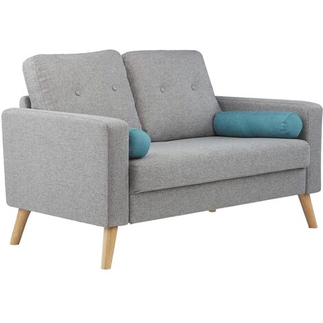 Vente-Unique – Canapé droit 2 places TATUM en tissu chiné – Confort scandinave avec coussins inclus – Dimensions 130x81x83 cm – Charge max 240 kg