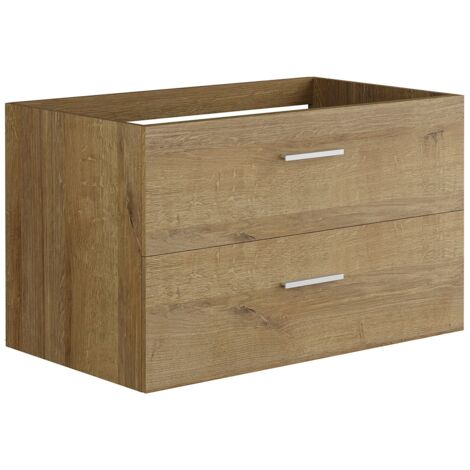 Vente-Unique – Meuble sous vasque simple 80 cm – Panneau de particule stratifié – 2 tiroirs coulissants soft close – Coloris naturel clair