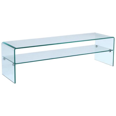 Vente-Unique – Meuble TV STILEOS – Niche en verre trempé 12 mm – Dimensions 140x40x40 cm – Charge max 20 kg – Design moderne et élégant