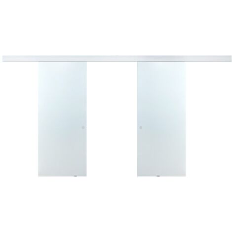 Vente-Unique – Porte coulissante double 205 x 83 cm – Verre trempé dépoli 8 mm – Aluminium – Système coulissant pour optimisation espace intérieur