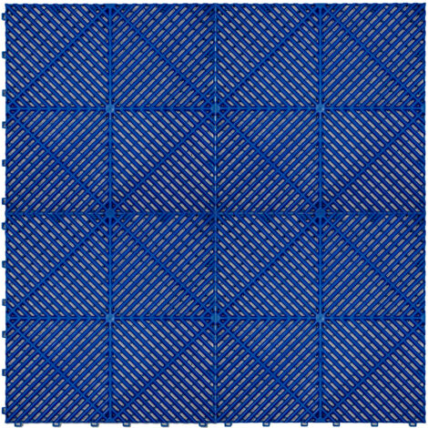 Vented Garage Floor Tiles x 120 With Edges - Blue