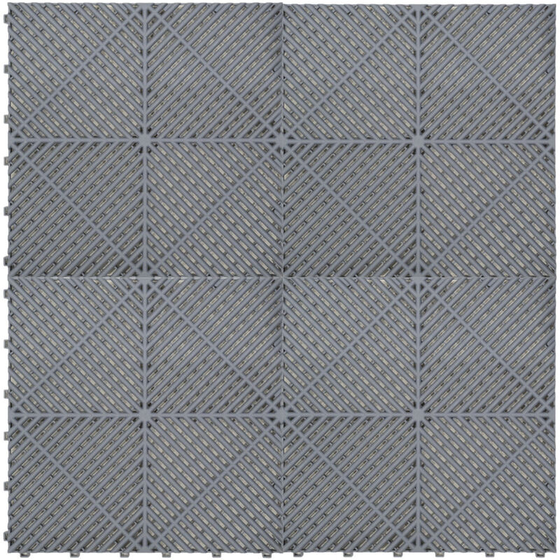 Vented Garage Floor Tiles x 120 With Edges - Grey