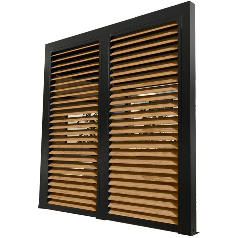 Habrita Foresta - Ventelles alu PERBIV30B imitation bois pour côté 3m pour pergola bioclimatique PER3630BI et PER2430BI