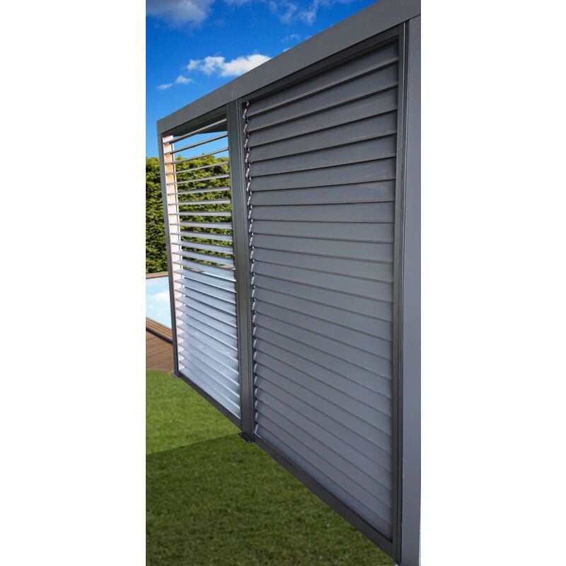 Ventelles aluminium mobiles Habrita Foresta per bi V30 pour côté 3m gris pour pergola bioclimatique per 3630 bi et per 2430 bi