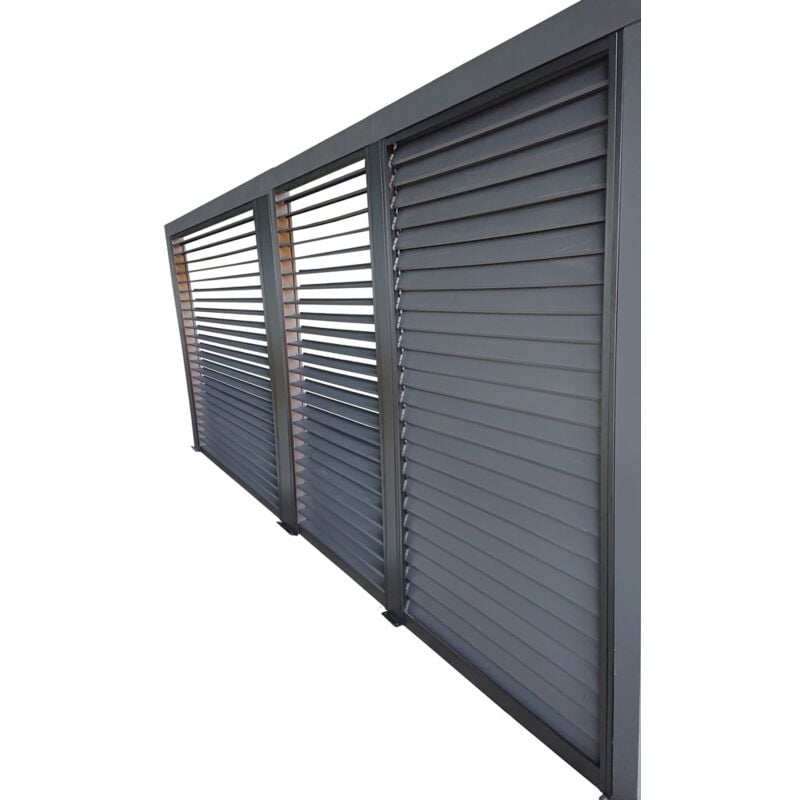 Ventelles aluminium mobiles Habrita Foresta PER BI V36 pour côté 3,60m gris pour pergola bioclimatique PER 3630 BI et PER 3660 BI