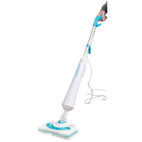 Venteo – Balai vapeur 1300W – Tête articulée pour accès sous meubles – Réservoir détergent intégré – Lingette microfibre réutilisable