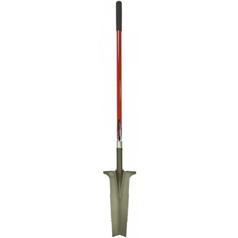 Venteo – Bêche de drainage XL – Lame en V avec dents de scie – Acier de carbone – Manche allongé pour meilleur levier – Pour rigoles étroites