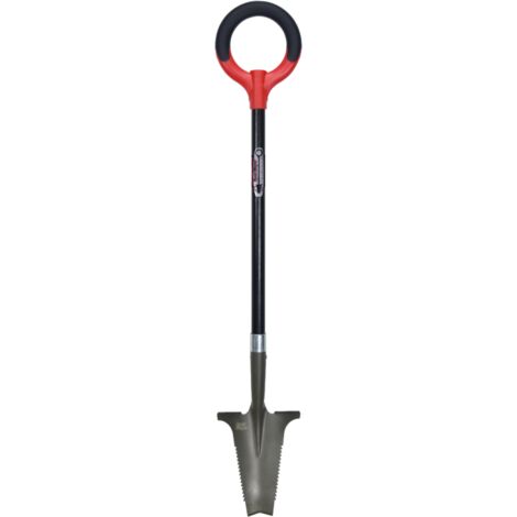 Venteo – Bêche spéciale massifs – Lame en acier carboné – Longueur 87,65 cm – Dents crantées pour racines – Poignée thermoplastique sans latex