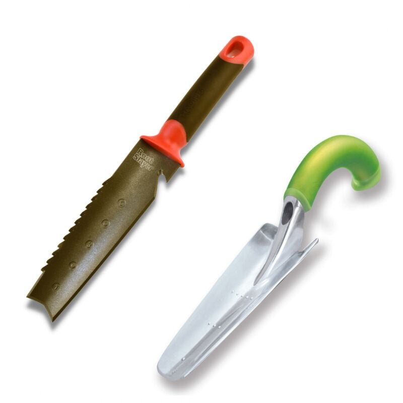 Venteo - Couteau de sol à main + Transplantoir ergonomique - Outils multifonctions pour votre jardin - Jardinage - Coupe