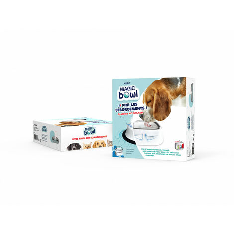 Venteo - Gamelle pour animaux - MAGIC BOWL™ - pour chiens et chats – Blanc - Adulte - Anti débordement 1.5L