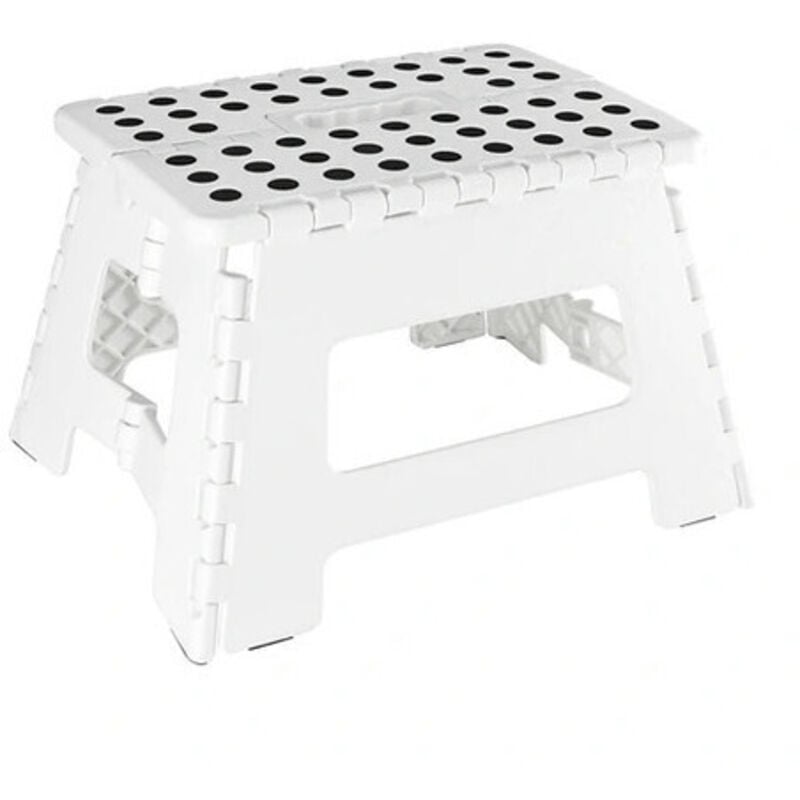 Venteo - Marche Pied Pliant - Résiste jusqu'à 150kg de charge - Pliable - 31.5 x 25.5 x 22 cm - Blanc