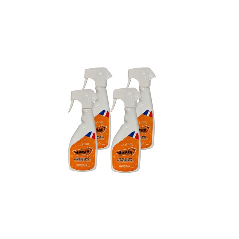 Venteo - Nettoyant bactéricide toutes surfaces Orange - Adulte - Nettoyant à traitement virucide et fongicide - Lot 4 - 750ml