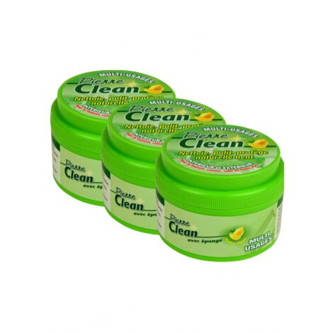 VENTEO - Pierre Clean  Nettoyant Alternative au Bicarbonate de soude  Lot de 3  Avec Eponge Magique  Nettoie Inox Cuivre PVC Email Carrelage Cuisine Salle de Bain