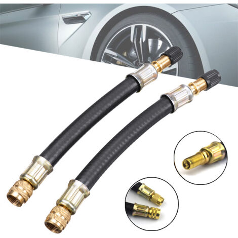 Ventil Verlängerung,10 PCS Flexible Ventilverlängerungen Schwarzer Reifenventilverlängerung mit Kappen Gummiventiladapter für RV-Auto Rad Anhänger Reifen Transit Adapter, 10cm