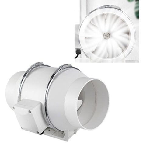 [Ventilación – Extractor de aire en línea] Extractor de aire con conducto de bajo nivel de ruido para la circulación del aire – 75 W de potencia, 2000 g de peso, plástico PP para cocina y baño