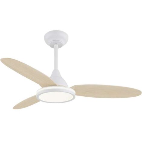 Ventilador a techo modelo Mahon, 3 palas acabado blanco/madera, 43cm(alto) 107cm(ancho) 107cm(fondo) .