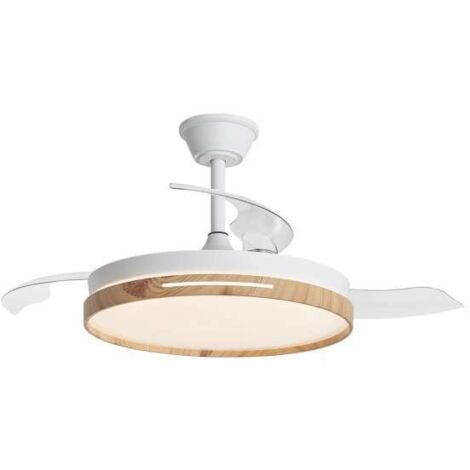 Ventilador a techo modelo Mini Togo 3 palas acabado blanco/madera, 37cm(alto) 40cm(ancho) 40cm(fondo) .
