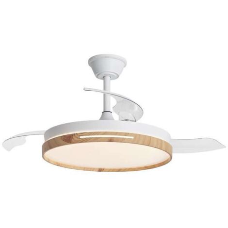 Ventilador a techo modelo Togo 3 palas acabado blanco/madera, 37cm(alto) 50cm(ancho) 50cm(fondo) .
