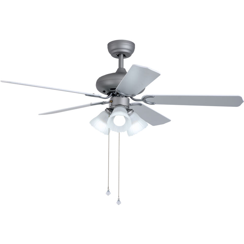 

Ventilador de techo motor AC 132cm 3xE27 Palas Reversibles Gris/Blanco