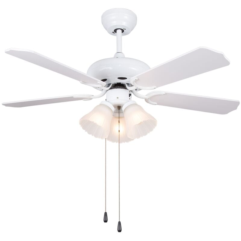 

Ventilador de techo motor AC 132cm 3xE27 Palas Reversibles Blanco/Pino