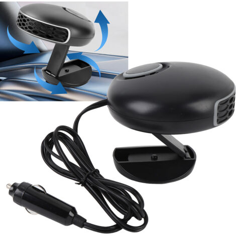 Ventilador/calefactor portátil USB para coche de 150 W con función de descongelación y antihielo, soporte plegable, ABS/PC, 330 g, 6-12 cm. El paquete incluye: 1 ventilador para coche, 1 soporte, 1 al