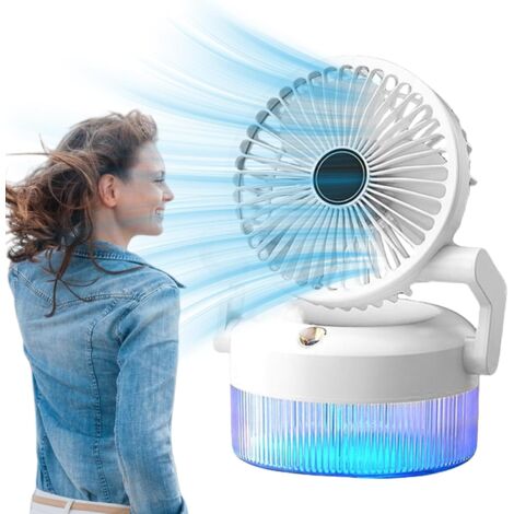 Ventilador, circulación de aire, recargable por USB, multifuncional, funcionamiento silencioso, ventilador plegable portátil con luz para viajes, gimnasio, oficina, tienda de campaña.
