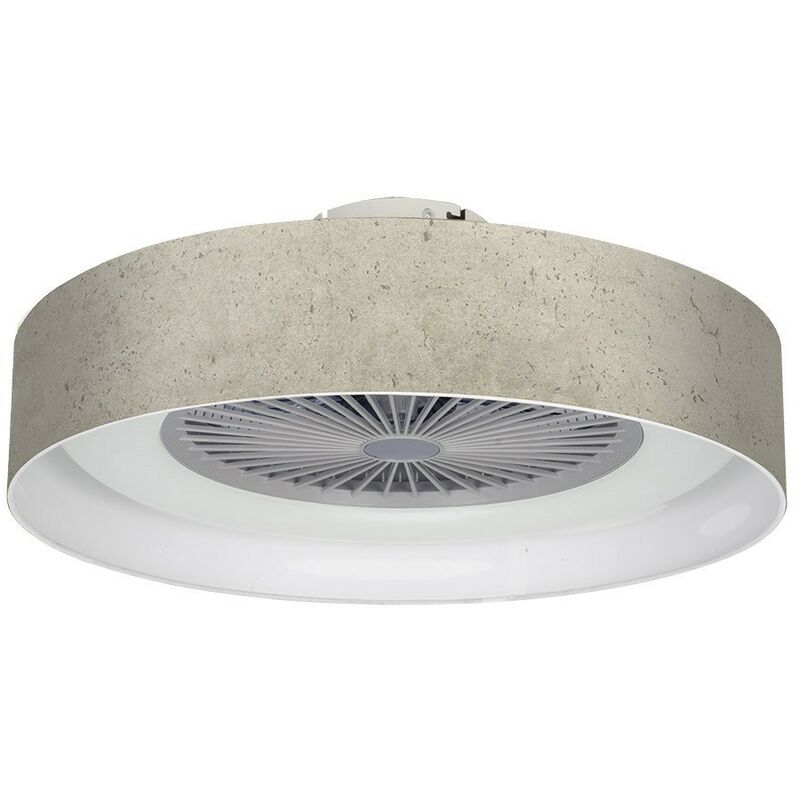 VENTILADOR DE TECHO CON LUZ JERTE BLANCO TEXTIL CEMENTO GRIS