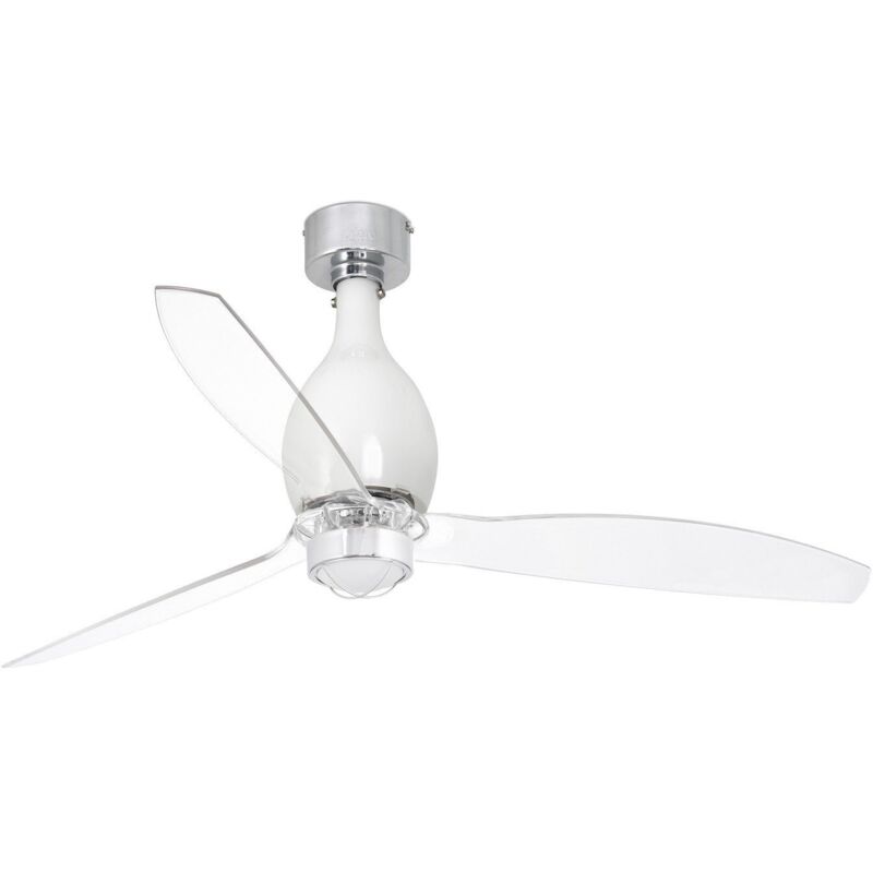 

Faro Barcelona - MINI ETERFAN Ventilador de techo blanco brillo/transparente con motor DC con luz - BLANCO BRILLO