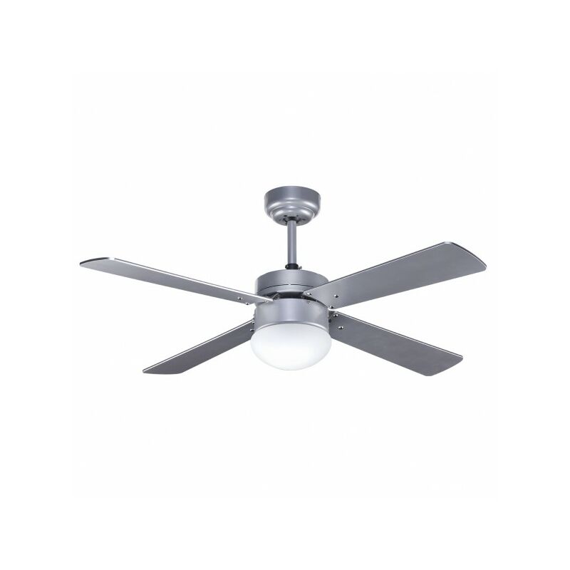 

Ventilador de techo plateado TRAMONTANA con luz y control remoto . - Fabrilamp