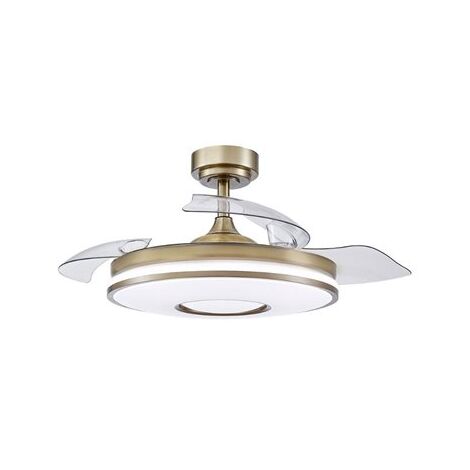 Ventilador Dani 72W LED 7200lm Cuero 3 Aspas Desplegables 108cm 3 Temperaturas de Luz y mando