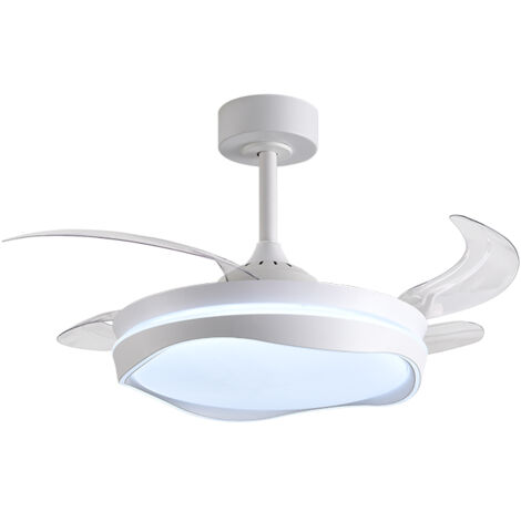 Ventilador DC ALMATI blanco/blanco, 4 aspas retráctiles, 72W LED 300040006000K