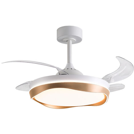 Ventilador DC ALMATI blanco-oro, 4 aspas retráctiles, 72W LED 300040006000K