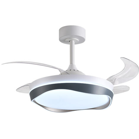 Ventilador DC ALMATI blanco-plata, 4 aspas retráctiles, 72W LED 300040006000K