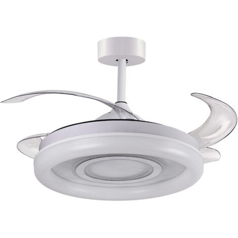 Ventilador DC AMALTEA blanco, 4 aspas retráctiles, 116W LED 300040006500K, Al.35xD.108/50cm