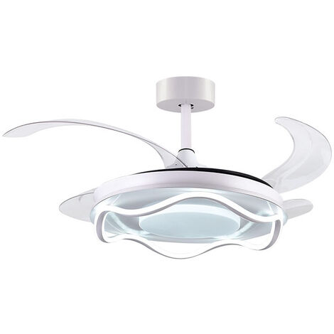 Ventilador DC ANTEA blanco, 4 aspas retráctiles, 80W LED 300040006000K, Al.35xD.108/50cm