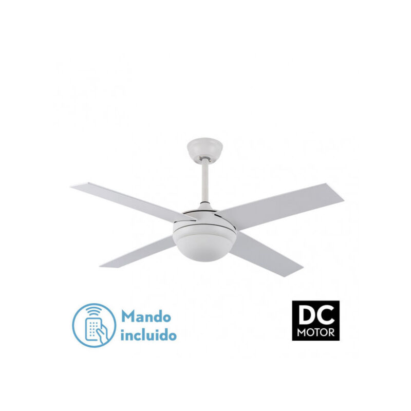 Fabrilamp - Ventilateur dc ciro 2xe27 white 4 pales blanc/hêtre 35/45x116,8d télécommande et minuterie