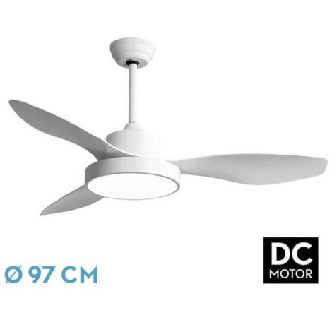 Ventilador Dc Hayate 24w 2650lm Blanco 3asp 6vel 97d 3000-4000-6000k Remoto,memoria Y Temporizador