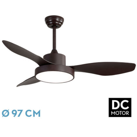 Ventilador Dc Hayate 24w 2650lm Marron 3aspas 6vel 97d 3000-4000-6000k Remoto,memoria Y Temporizador
