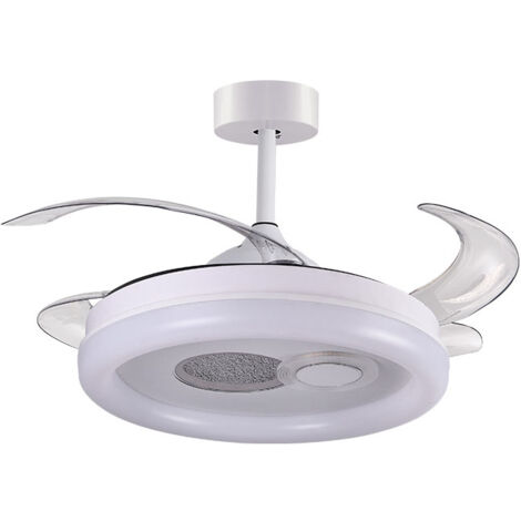 Ventilador DC HERMES blanco, 4 aspas retráctiles, 108W LED 300040006500K, Al.35xD.108/50cm