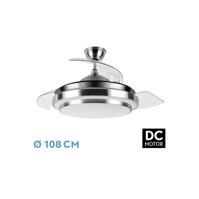 Fabrilamp - Ventilateur dc ibe 59w 6980lm nickel 3 asp.desp. 107d 3000-4000-6000k remote, dim.reg.intensity, memory and timer