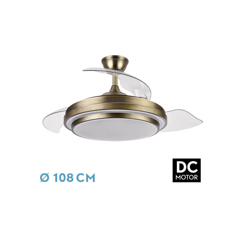 Fabrilamp - ventilateur de plafond industriel blanc, 60W, pales de 140 cm, avec contrôleur de mural, idéal pour la ventilation des grands espaces.