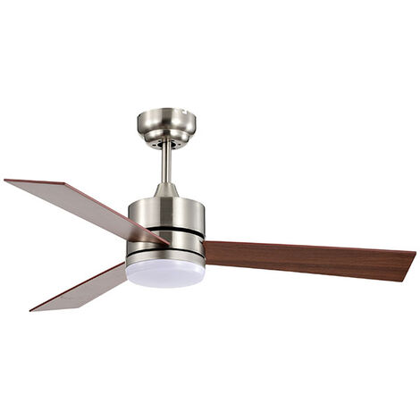 Ventilador DC KILIM níquel D.107cm 3 aspas reversibles, con LED 18W 1800lm 3000-4000-6500K