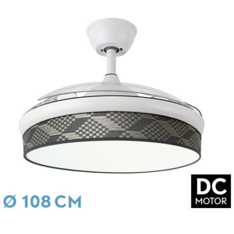 Ventilador dc moda 72w blanco/tetris gris 108d 3aspas 7200lm 3000-4000-6000k remoto+ memoria+ temporizador