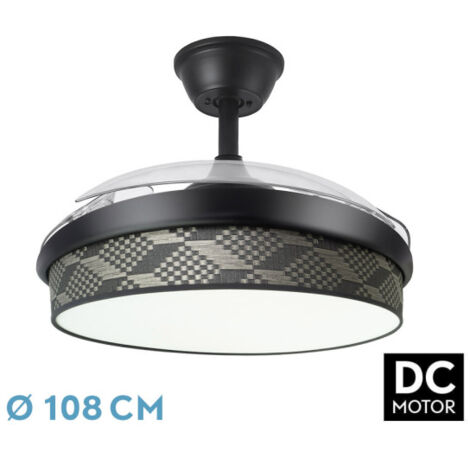 Ventilador dc moda 72w negro/tetris gris 108d 3aspas 7200lm 3000-4000-6000k remoto+ memoria+ temporizador