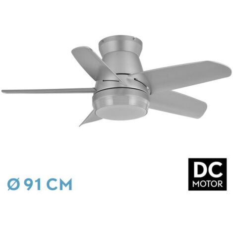 Ventilador Dc Neutron Plata Led 3 Posiciones Y Mando A Distancia