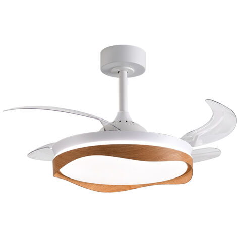 Ventilador DC OLAS blanca/haya, 4 aspas retráctiles, 72W LED 300040006000K