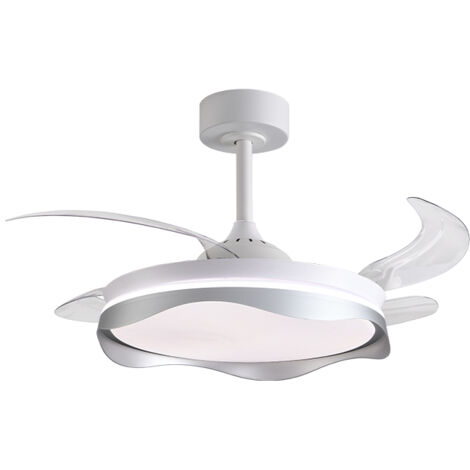 Ventilador DC OLAS blanca/plata, 4 aspas retráctiles, 72W LED 300040006000K