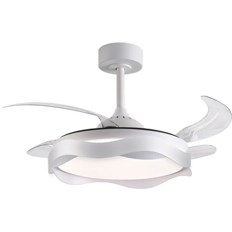 Ventilador DC ONDAS blanca, 4 aspas retráctiles, 72W LED 300040006000K