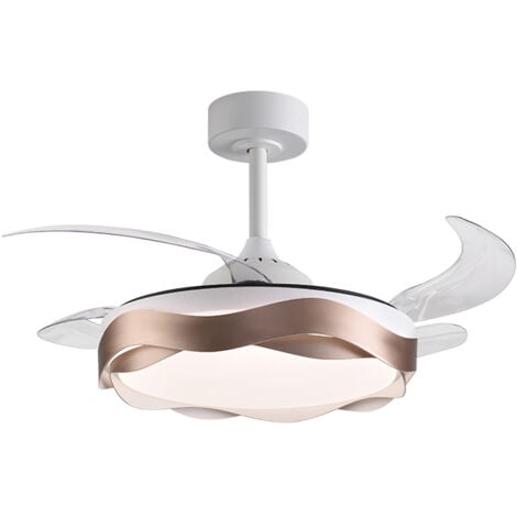 INTERLUSA Ventilador DC ONDAS cobre, 4 aspas retráctiles, 72W LED 300040006000K